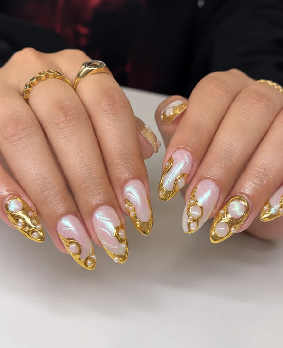Minimalist black French tip nail set with crystals
